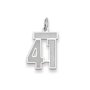 14k White Gold, Jersey Collection, Small Number 41 Pendant